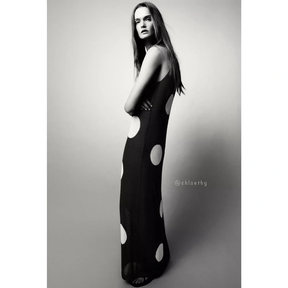 Zara DOTTED KNIT MAXI DRESS_9
